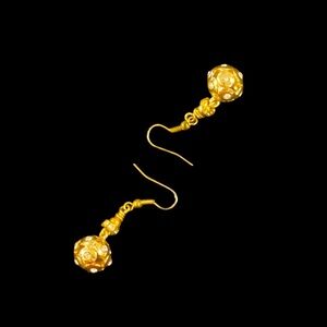 NWOT Gold Ball Drop Earrings with Crystal Accents